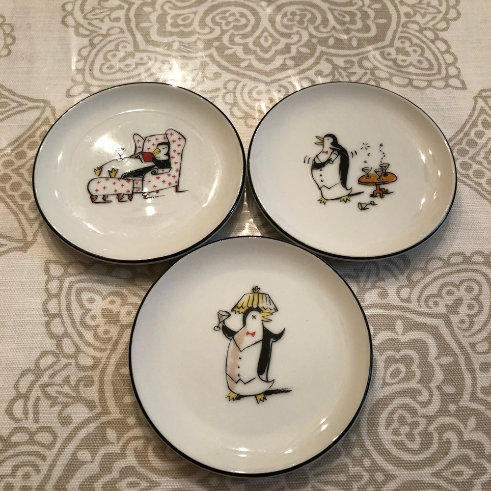 3 Pottery Barn Penguin Cocktail Plates